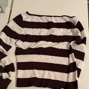 Garage Brown and White Striped Knit Top